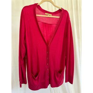 Sejour Women's Plus 3X Bright Pink long cardigan